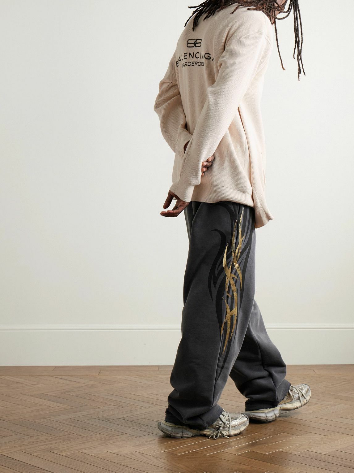 Balenciaga - Intertwined Oversized Logo-Print Ribbed Cotton