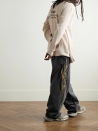 Balenciaga - Intertwined Oversized Logo-Print Ribbed Cotton-Blend Half-Zip Sweater - Neutrals