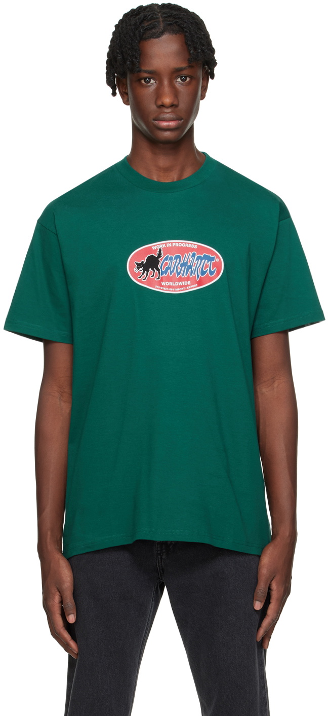 Carhartt Work In Progress Green Cat Sticker T-Shirt Carhartt WIP