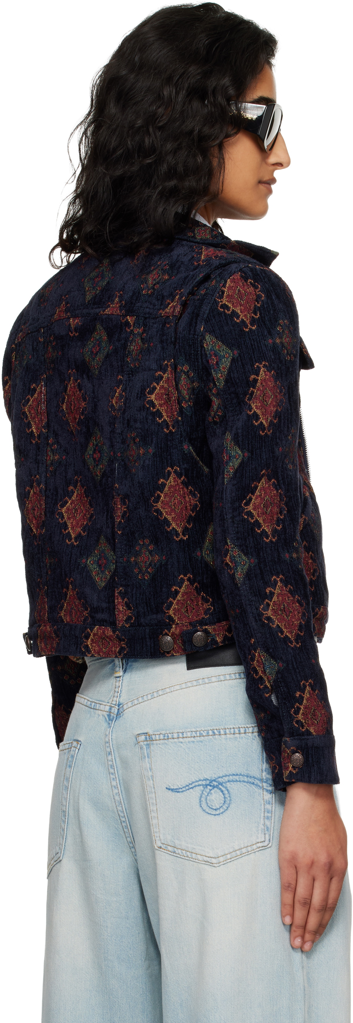 R13 Navy Relaxed Trucker Jacket