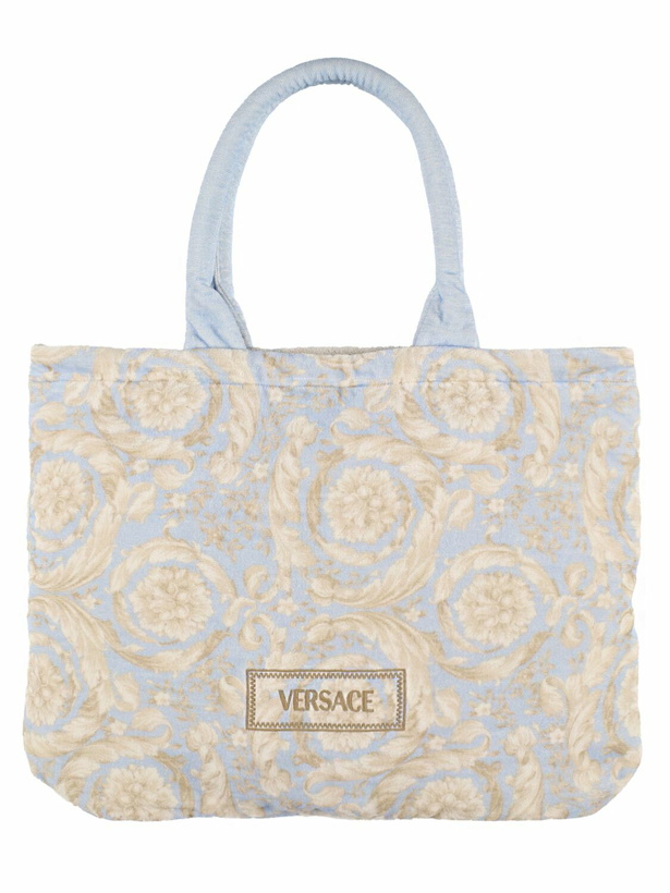 Photo: VERSACE Logo Printed Tote Bag