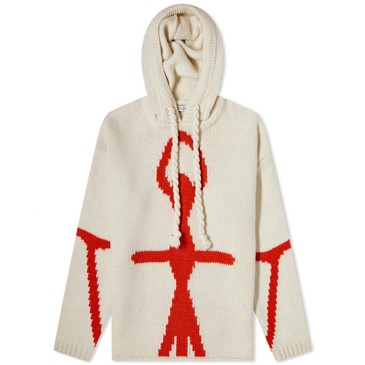Photo: JW Anderson Women's Anchor Logo Knitted Hoody in White/Orange
