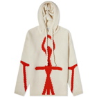 JW Anderson Women's Anchor Logo Knitted Hoody in White/Orange