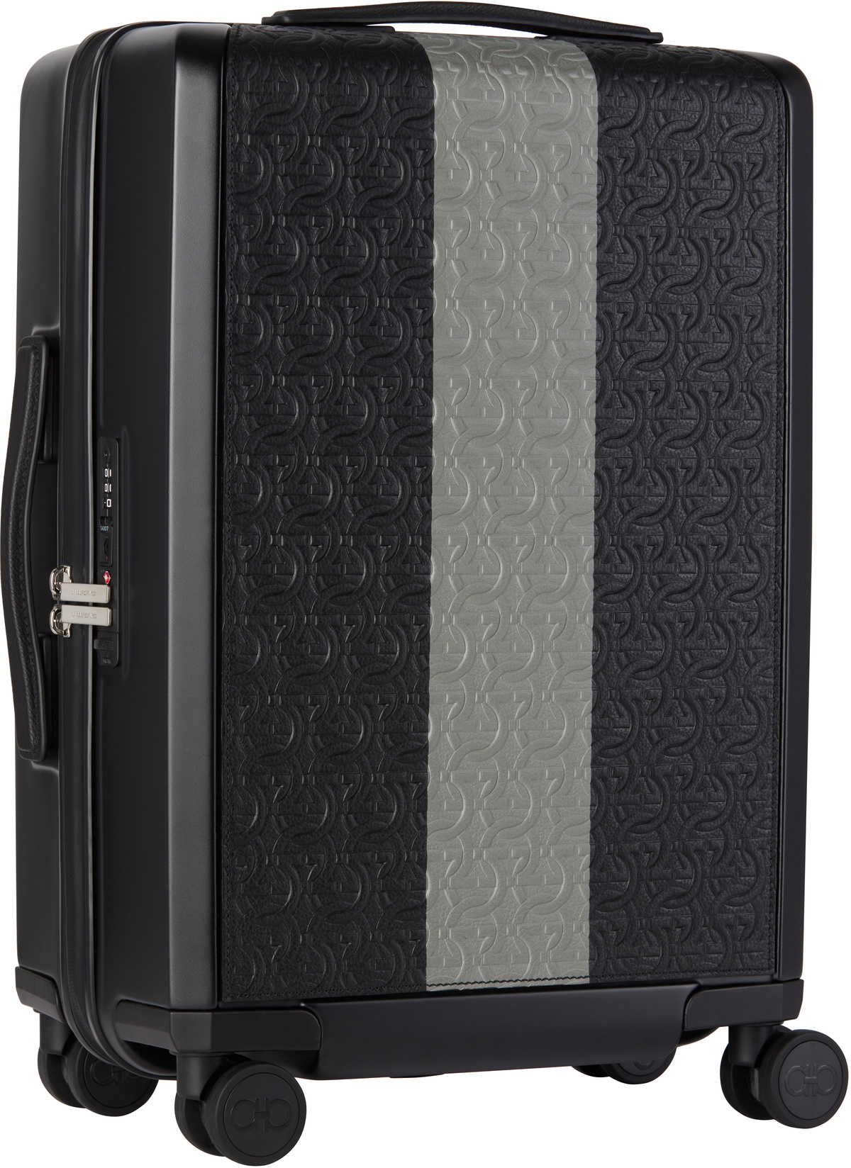 Ferragamo Black Embossed Gancini Trolley Suitcase
