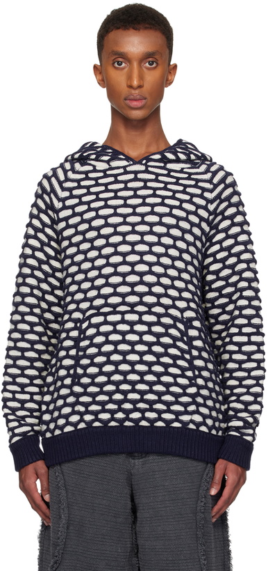 Photo: Isa Boulder Blue & White Hexagon Hoodie