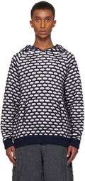 Isa Boulder Blue & White Hexagon Hoodie
