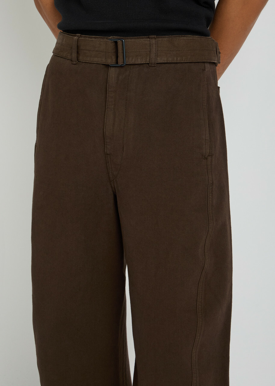 Lemaire Twisted Belted Denim Trousers Brown