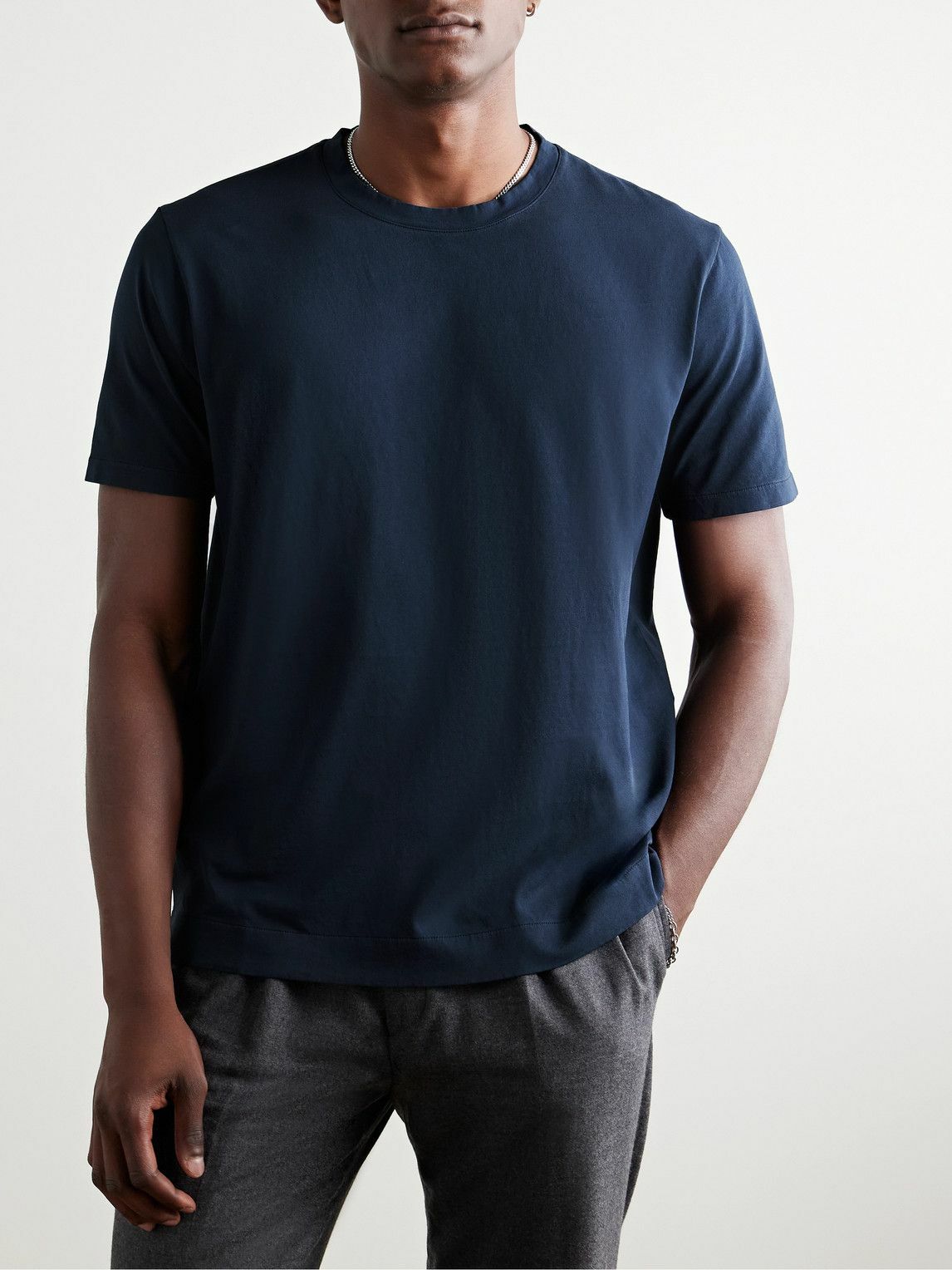 Boglioli - Garment-Dyed Cotton-Jersey T-Shirt - Blue