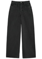 Self-portrait Bow-embossed Wide-leg Jeans Denim