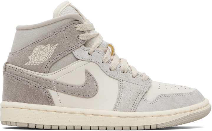 Photo: Nike Jordan Gray & Off-White Air Jordan 1 Mid SE Sneakers