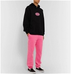 Stüssy - Logo-Embroidered Fleece-Back Cotton-Jersey Sweatpants - Pink