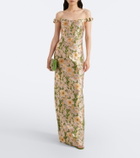 Markarian Off-shoulder floral brocade gown