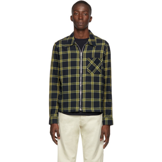 Photo: PS by Paul Smith Navy and Green Zip Shirt Jacket
