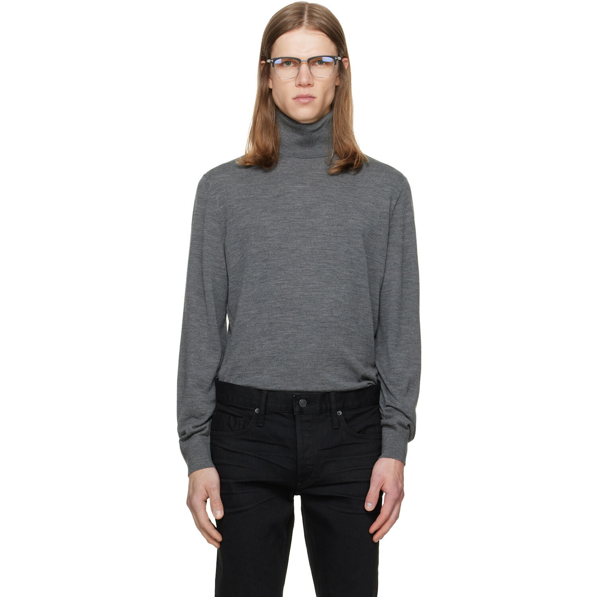 TOM FORD Gray Fine Gauge Pure Wool Turtleneck