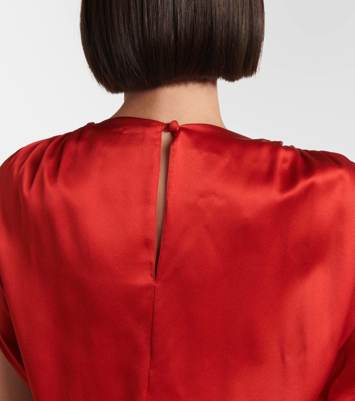 The Sei Gathered silk satin crop top