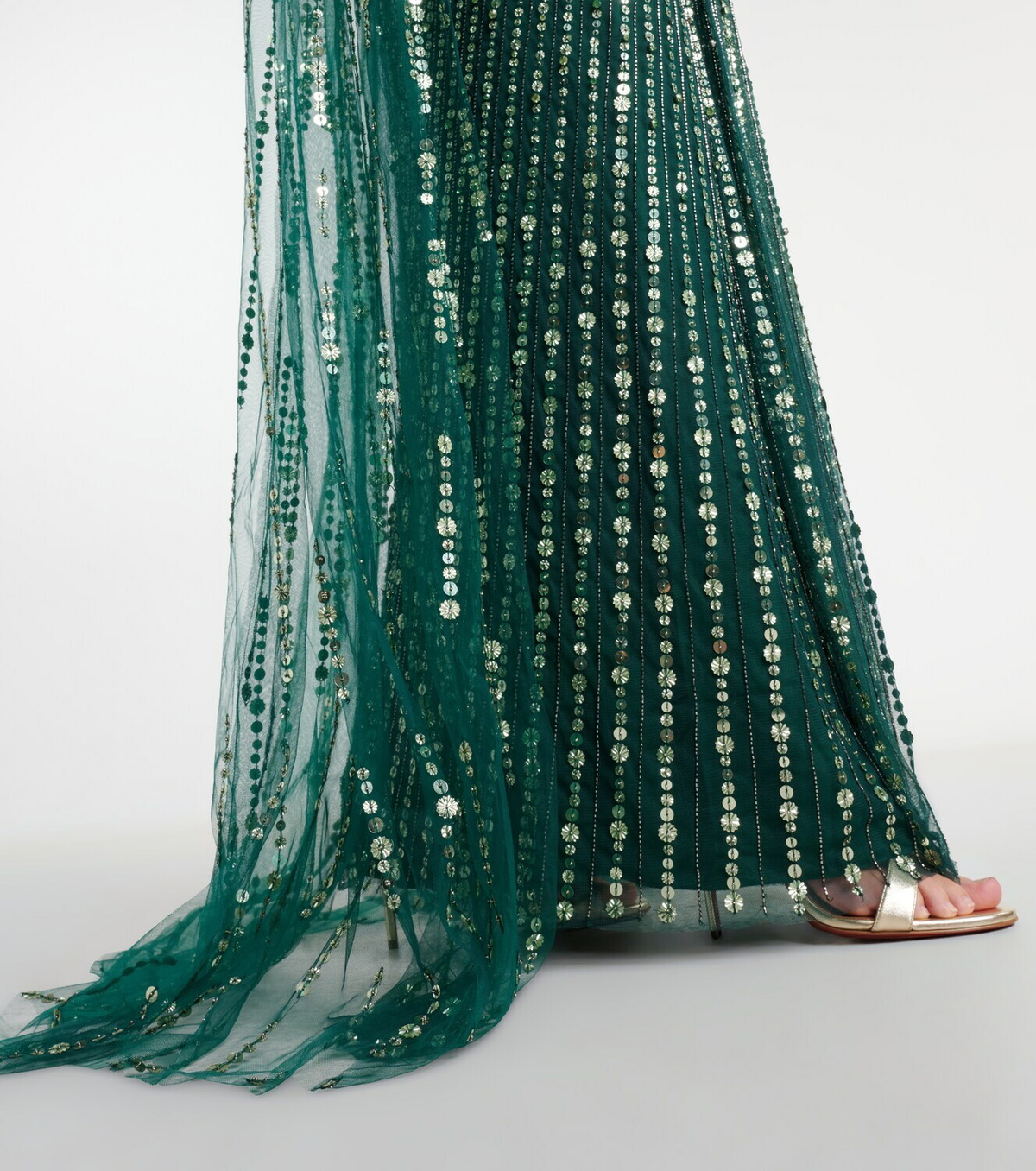 Jenny Packham Cairo embellished gathered caped gown