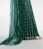 Jenny Packham Cairo embellished gathered caped gown