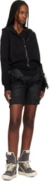 Rick Owens DRKSHDW Black Temple Slivered Tight Cutoff Denim Shorts