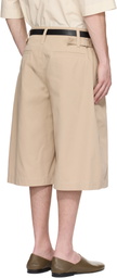 LEMAIRE Beige Maxi Pleated Bermuda Shorts