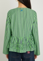 Damson Madder Madison Striped Cotton Blouse Green