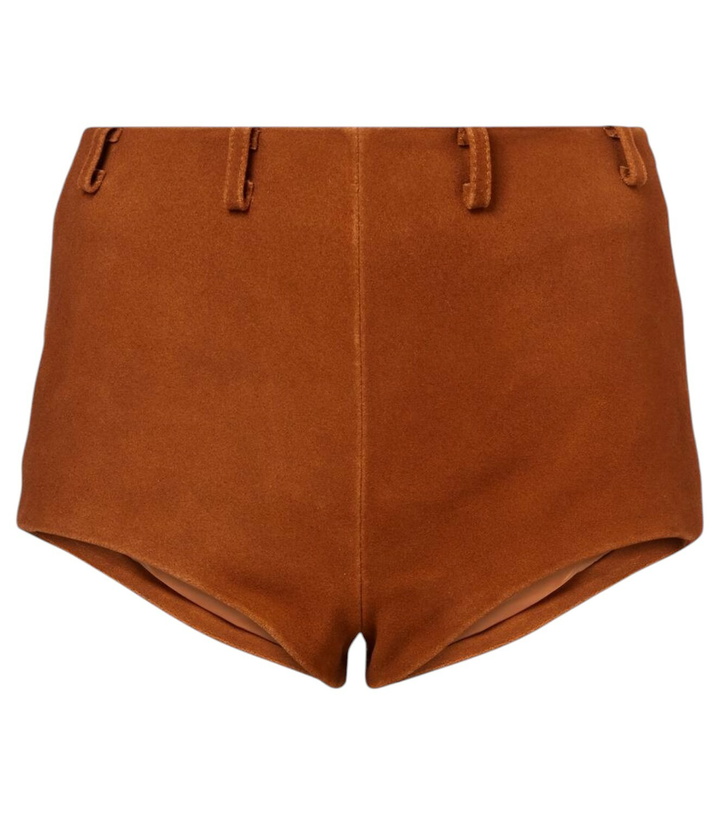 Photo: Self-Portrait High-rise suede shorts