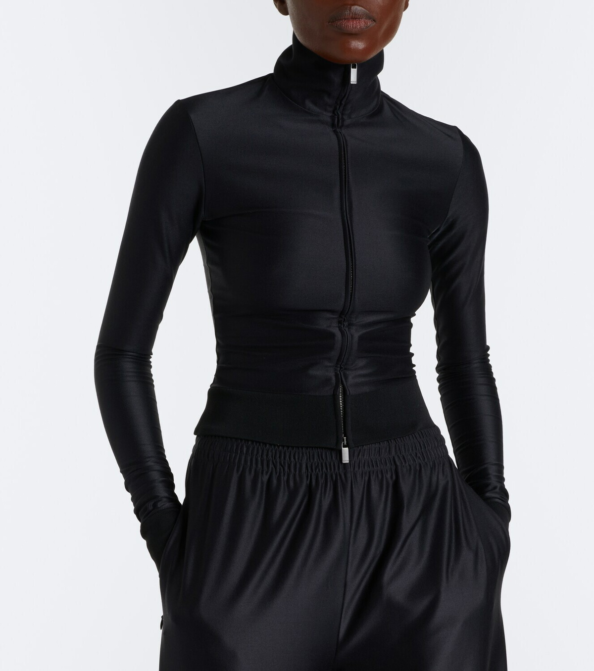 Gucci Silk-blend zip-up top