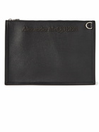 Alexander McQueen - Logo-Embroidered Full-Grain Leather Pouch