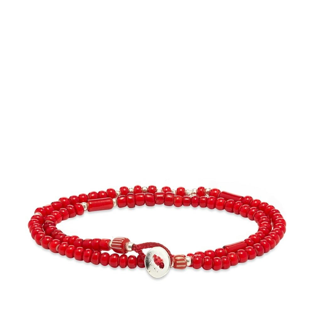 Photo: Mikia Men's Double-Wrap Beaded Bracelet in Red