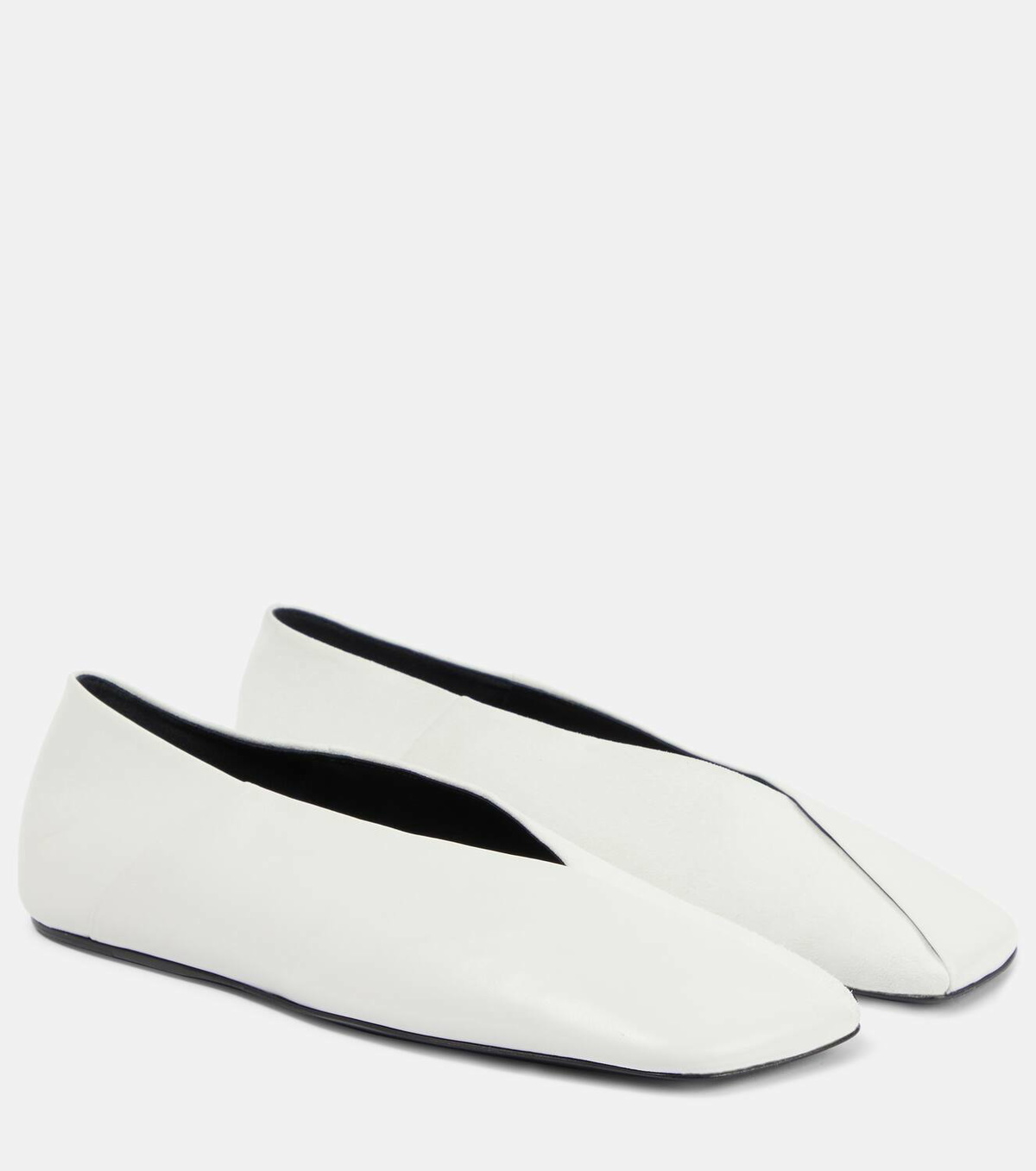 Crystal-embellished leather ballet flats in white - Jil