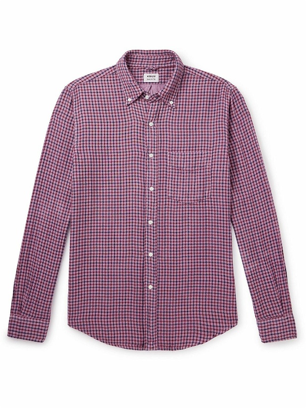 Photo: Aspesi - New Robert Button-Down Collar Checked Cotton-Flannel Shirt - Purple