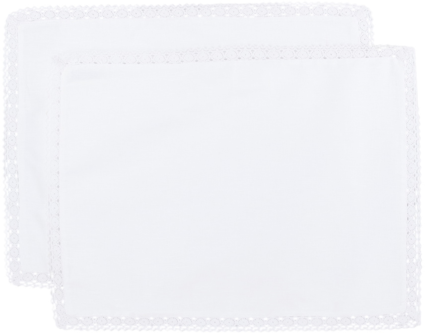 Gohar World White Crochet Trim Placemat Set