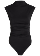 Good American Scuba Ruched Stretch-jersey Bodysuit Black