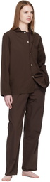 Tekla Brown Poplin Pyjama Pants