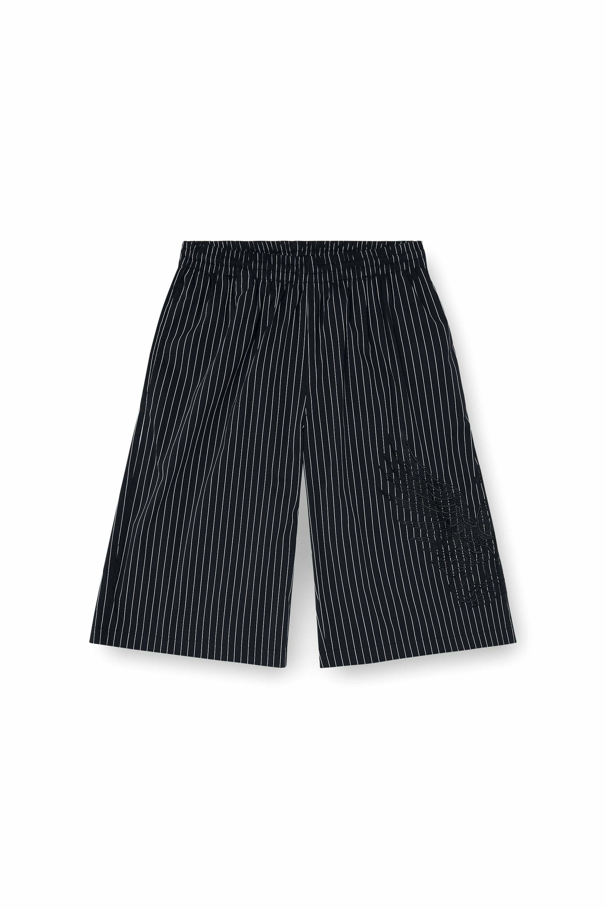 Diesel Pinstripe shorts with Phoenix embroidery - Shorts Mens in Black