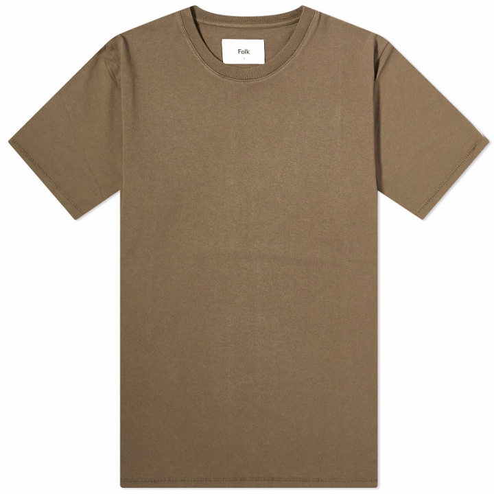 Photo: Folk Men's Contrast Sleeve T-Shirt in Ash Brown