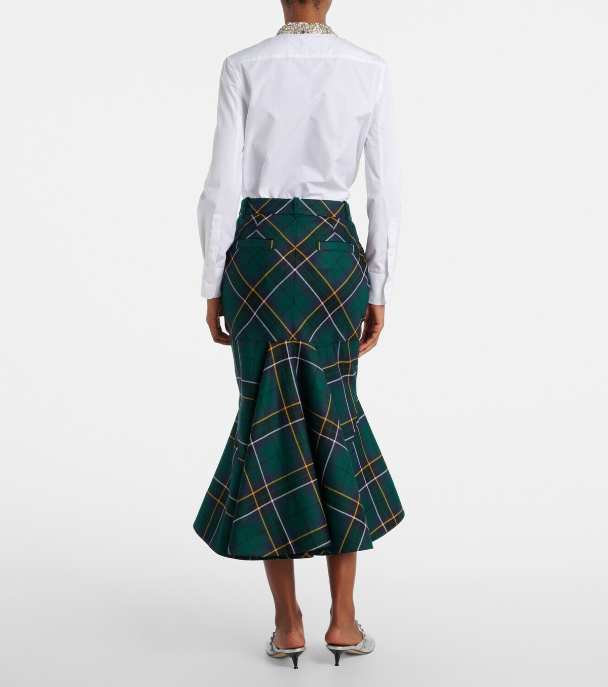 McQueen Tartan wool midi skirt