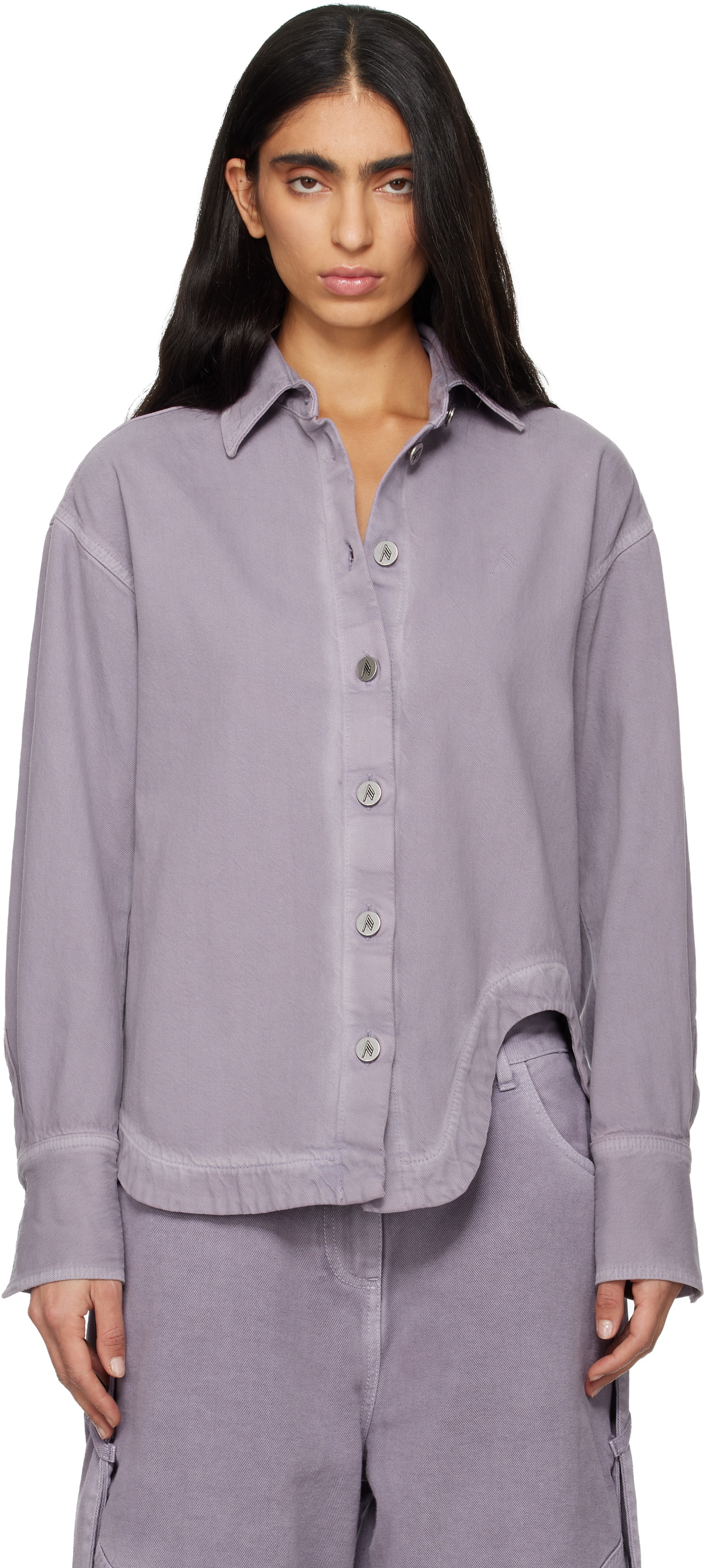 The Attico Purple Eliza Denim Shirt