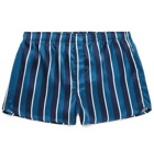 Derek Rose - Bailey Striped Silk Boxer Shorts - Blue