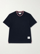 Thom Browne - Pointelle-Knit Cotton and Linen-Blend T-Shirt - Blue