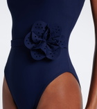 Karla Colletto Rosetta floral-appliqué swimsuit
