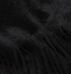 SAINT LAURENT - Fringed Wool and Mohair-Blend Scarf - Black