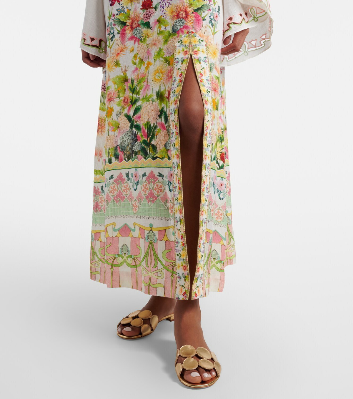 Camilla Cutout floral linen kaftan