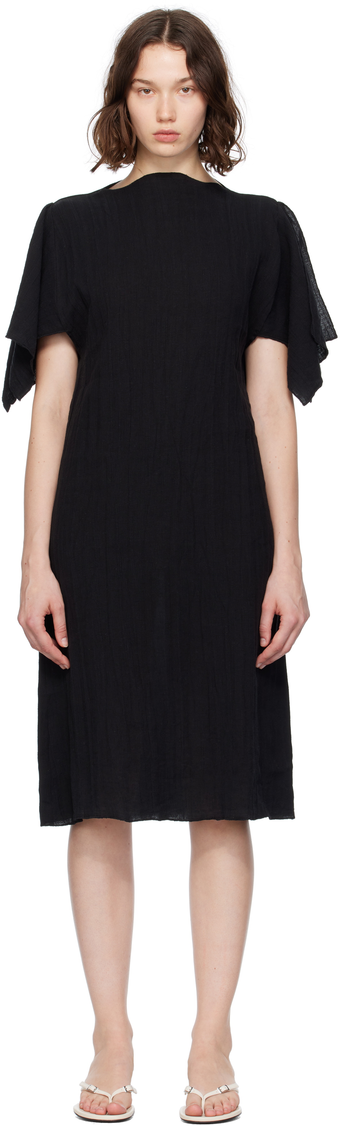 Baserange Black Pictorial Midi Dress Baserange