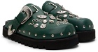 Toga Virilis SSENSE Exclusive Green Eyelet Metal Sabot Loafers