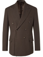 LORO PIANA - Double-Breasted Rain System Linen Suit Jacket - Brown - IT 44