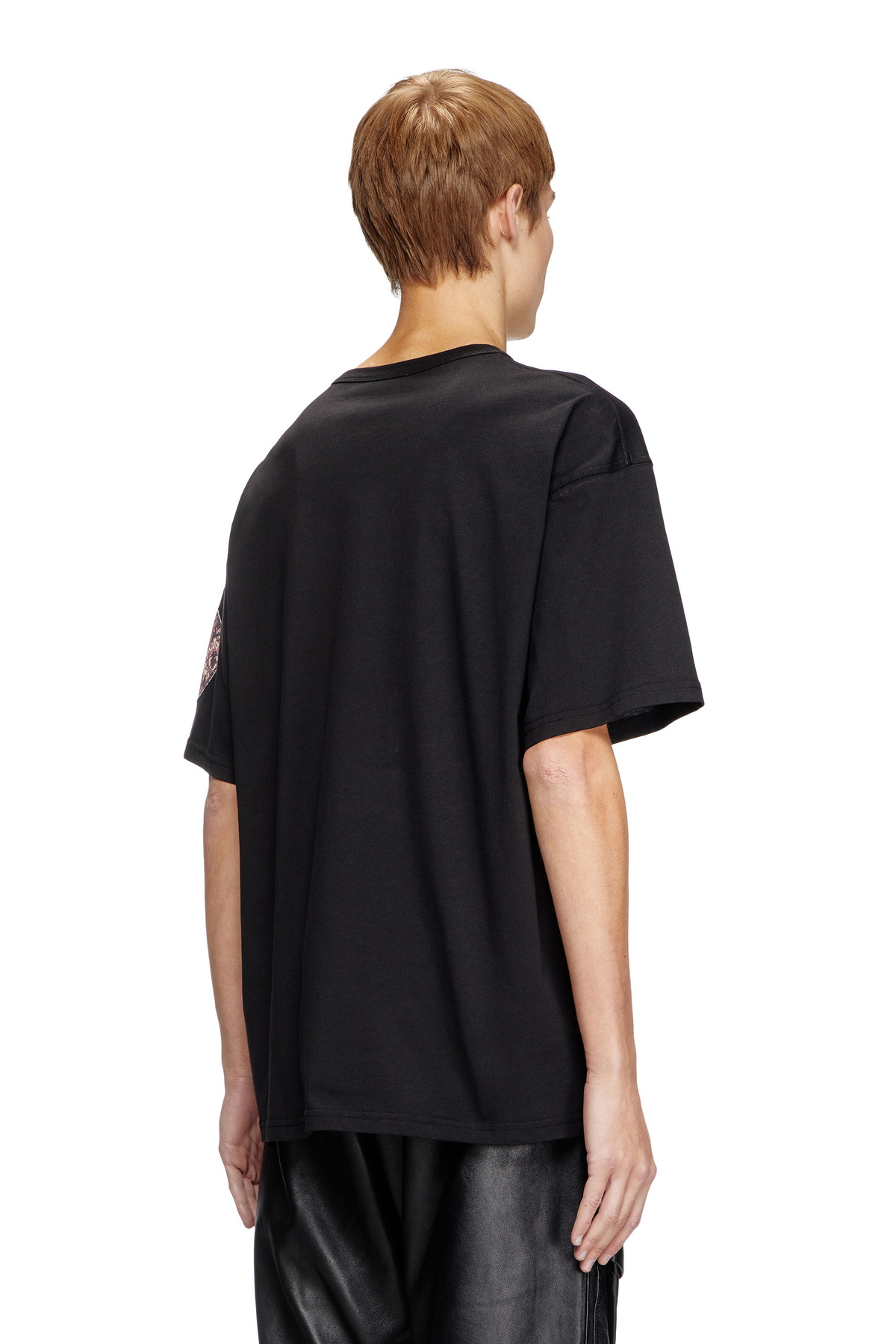 Diesel T-shirt with large gabardine patch logo - T-Shirts Mens in Black