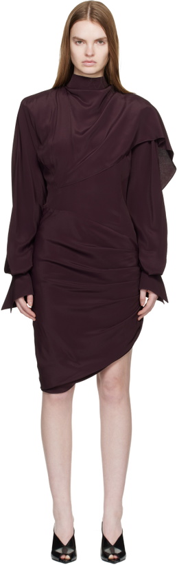 Photo: Mugler Burgundy Draped Scarf Minidress