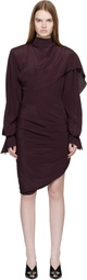 Mugler Burgundy Draped Scarf Minidress