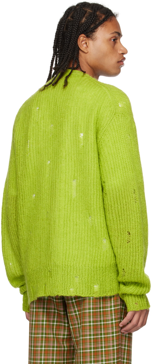 Late Checkout Green Distressed Cardigan