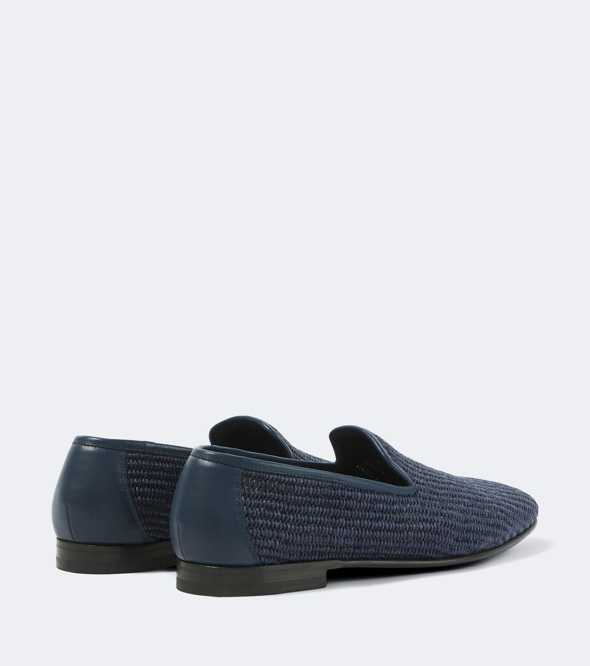 Manolo Blahnik Mario leather-trimmed raffia loafers